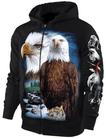 Blackshirt Company Hoodie Sweatshirt Kapuzenjacke Herren Damen Adler Weißkopfseeadler Jacke Sweatjacke Schwarz Größe M