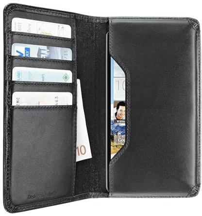 Artwizz Wallet Leder Etui kompatibel für iPhone 13 Mini 12 Mini iPhone 5 SE (1.Gen) - Hülle aus Leder mit Geldscheinfach Kartenfächern Schwarz - M