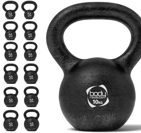 Body Revolution - Cast Iron Kettlebell Weight Set - 20kg Kettlebells - Cardio, Aerobics & HIIT Kettle Bell Exercise Weights & Gym Equipment