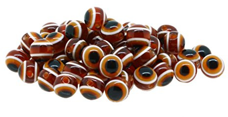 Mandala Crafts Turkish Brown Evil Eye Beads 8mm for Jewelry Making - 150 Round Hamsa Greek Eye Beads for Charms, and Dreamcatchers
