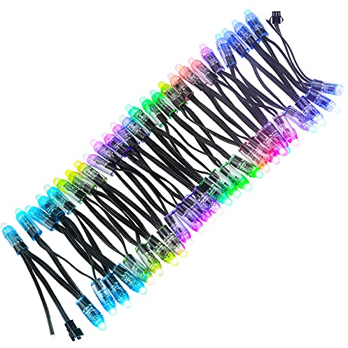 ALITOVE 50pcs WS2811 12V LED Pixels Individuell Adressierbare RGB Lichterketten 12mm Diffusioniert Digitale Volle Farbe Programmierbare LED Module Licht für Außen & Innen Wasserdicht IP68