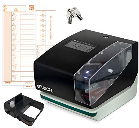 uPunch CR1000 Digital Time Clock and Date Stamp for Small Business: Complete Employee Time Tracking System with 50 Time Cards, Ribbon & Keys