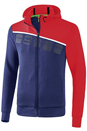 Erima Herren 5-C Trainingsjacke mit Kapuze, new navy/rot/weiß, S