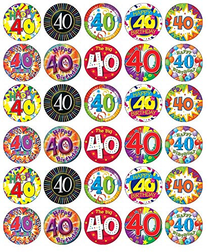 30 40th Birthday Cupcake Toppers Edible Wafer Paper Fairy Cake Toppers Birthday Cakes