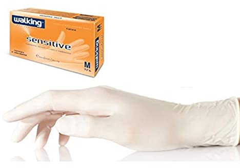 Guanti monouso in lattice Sensitive 5,0 con talco 1 confezione da 100 pezzi (M)