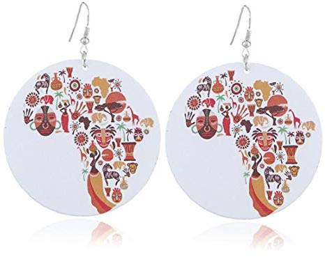 1 Paar Classic Wood Afrika-karte Ohrringe Aus Holz Karte, Anhänger, Ohrringe Für Weibliche Mädchen Schmuck Geschenk