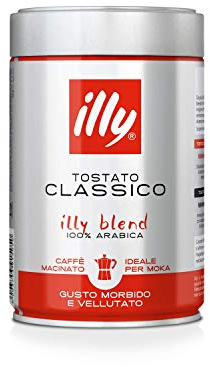 illy Caffè, Caffè Macinato Moka Tostato Classico - Confezione da 6 Barattoli da 250 Gr
