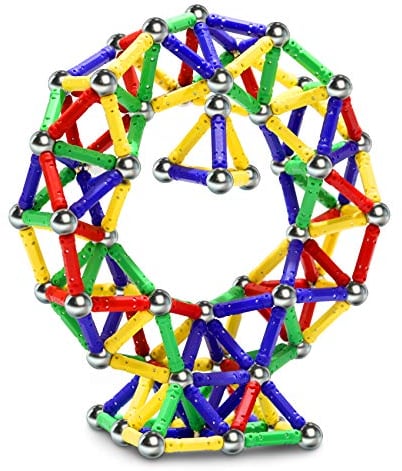 Jvchengxi 144 Stücke Magnetische Bausteine, Magnetische Stöcke Spielzeug, Magnet Lernspielzeug, 3D Puzzle Bauspielzeug Magnete Konstruktions Magnetblöcke, Stapelspielzeug-Set für Kinder und Erwachsene