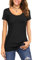 Florboom Ladies Blouse Short Sleeve Tshirts Long Tee Shirts Black Size 8 10