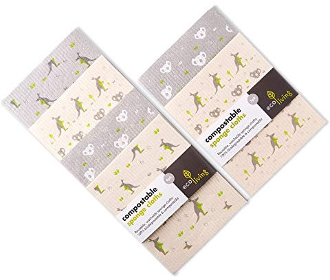 Paños de limpieza de esponja Eco Living ecológica, biodegradables, 100% libre de plástico (4)