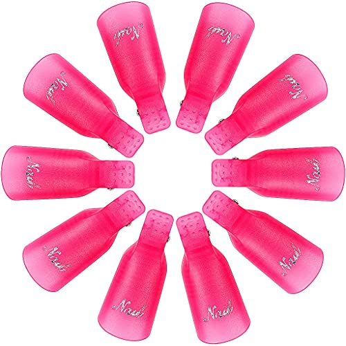 Nagellackentferner Clips,10 PCS Kunststoff Nagel Klammer Entfernen von Acryl-Nagelkunst Tränken Weg Nagel-Clips für Zehennagel & Finger UV Gelpoliturentfernung