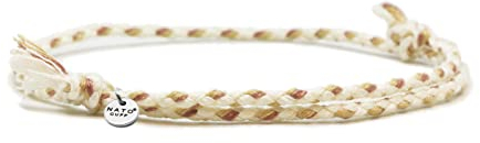 Nato Cuff - Geflochtenes Baumwollarmband - Handgefertigt in Frankreich - Edelstahlmedaille 316L - Herren Damen Verstellbares Juwel (Beige)