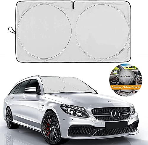 Hippo Auto Sonnenschutz, Sommer Sonnenschutz Auto Frontscheibe Auto Sonnenblende für Windschutzscheibe Faltbarer Sonnenschirm Auto UV Schutz Universal für Auto, SUVs (S)