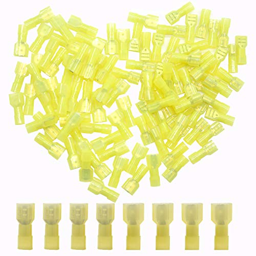 CEEYSEE Kabelschuhe x 100 -Männlich Kabelstecker x50 / Weiblich Kabelstecker x50 Flachsteckhülsen - Vollisoliertes Nylon Quetschverbinder - für 4.0–6.0 mm² Kabel(Gelb/DNSY)