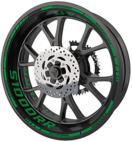 Komplettes Set mit Aufklebern für Felgen, für BMW S1000RR, Premium-Qualität (2 komplette Räder) (Grün)