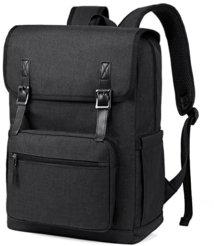 VASCHY School Backpack, 15.6inch Laptop Backpack for Women Men Large Capacity Lightweight College Rucksack Water Resistant Travel Backpack with Anti-Theft Back Pocket for Business College(Black)