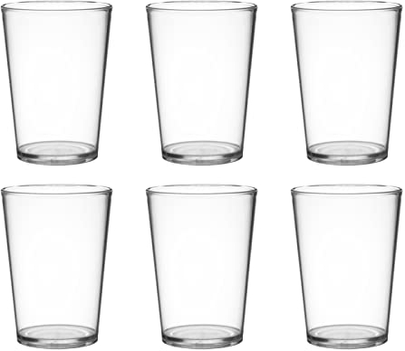 Garnet - Vaso de plástico reutilizable Akua transparente X 6 piezas I - Lavable en lavavajillas - 25 Bordo/ 20 cl a Servicio - 100% Made in Italy