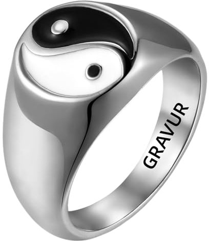 OIDEA Personalisiert Ying and Yang Siegelringe, Silber, Ringgröße