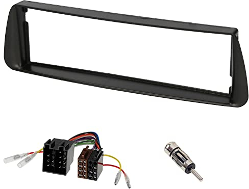Audioproject A443 - Autoradio Radioblende Set kompatibel mit Peugeot 206 1998-2007 - 1- DIN Radioadapter Antennenadapter ISO DIN schwarz
