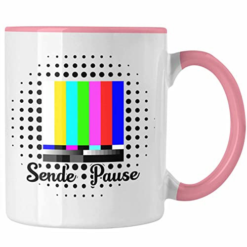 Trendation - Sendepause Tasse Geschenk 90er Jahre 80er Jahre Fan Geschenkidee (Rosa)