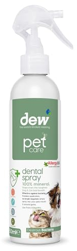 Dew Pet Dental Spray 250ml – Mineral-Based Hypochlorous Acid (HOCl) – pH Balanced, Vegan & Cruelty-Free Oral Care for Dogs & Cats – Refillable Natural Saline Formula – Made in UK