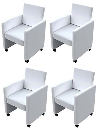 Hommdiy Esszimmerstühle Esszimmer Sessel Essstuhl Küchenstuhl Cocktailsessel Stuhlgruppe Sitzgruppe Stühle 4 STK. Weiß Kunstleder