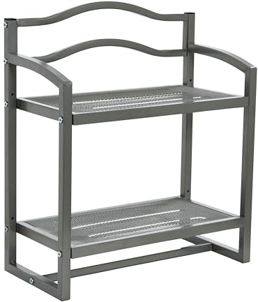 Household Essentials 2-Tier Metal Wall Mount Bathroom Storage Rack, Silver