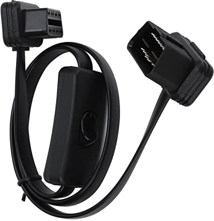KIMISS OBD 2 Kabel 16 Pin M/F Stecker auf Buchse Rechtwinklig Auto OBD2 Diagnose Verlängerungskabel OBD Stecker mit Netzschalter um Batterieentladung zu Vermeiden Autoteile