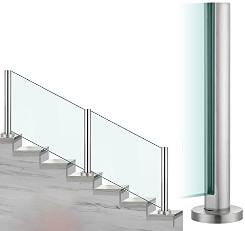 Ringhiera Vetro scale Scale per interni Paletto per ringhiera in vetro, Balaustra in acciaio inox Palo per pannello di vetro per vetro da 10/12 mm, Balcone ringhiera scala balaustro Post ( Color : End