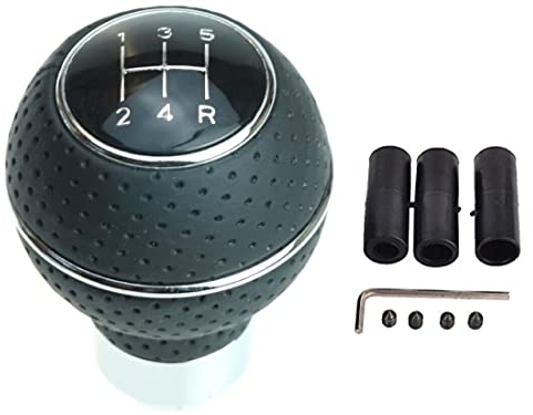 Universal Schaltknauf rund mit Chrom-Ring - Schwarz mit 3 Adaptern - 5 Gang