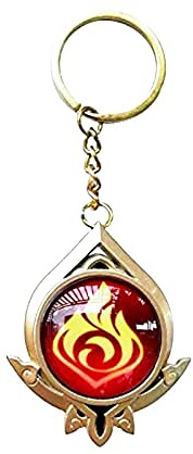 Genshin Leuchtende Schlüsselanhänger Spielzeug Impact Sumeru Pyro Schlüsselanhänger Gold Spielfigur Schlüsselanhänger Anhänger Schlüsselanhänger Genshin ​Charakter Cosplay Zubehör Auge Gottes, gelb, M
