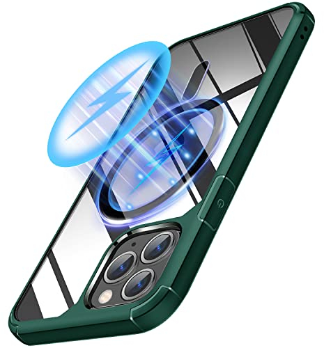 TENDLIN iPhone 11 Pro Case [MagSafe Compatible] Crystal Clear Hard Back Soft Bumper Protective Case (Green)
