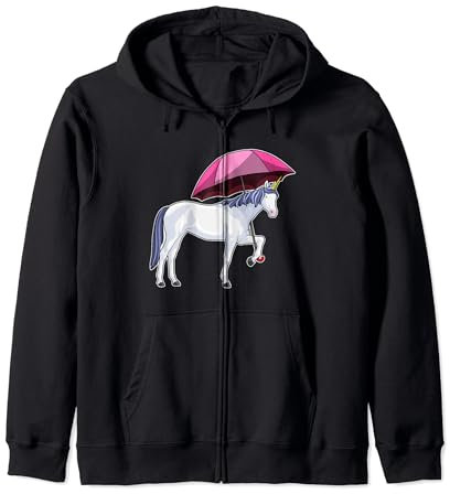 Unicornio Lluvia Sombrilla Sudadera con Capucha