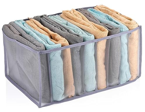 alpina Kleiderschrank Organizer - Schrank Organizer - 44 x 29 x 22 CM - Aufbewahrungsbox mit 9 Fächern - Faltbar - Grau