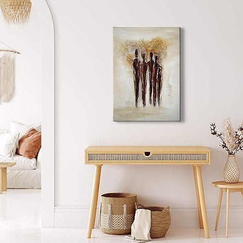 A.S. Création Leinwandbild Familie abstrakt - Kunstdruck braun beige - 50x70 cm Hochformat - moderne Wanddekoration Schlafzimmer Wohnzimmer Küche - Bild auf Keilrahmen