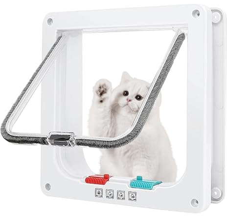 alouweekuky Gattaiola Per Gatti,Gattaiola (Dimensioni Esterne 23.5 * 5.5 * 25cm),Gattaiola Porta Basculante Per Gatti E Cani Con 4 Vie Gattaiola Per Tutte Le Stagioni Per Porte E Pareti Sottili
