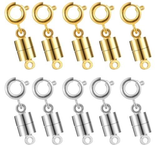 10 Pcs Magnetic Necklace Clasps Jewellery Clasps Jewelry Connectors Magnetic Jewellery Findings for Necklaces Bracelet Jewelry Accessories (Gold&Silver)
