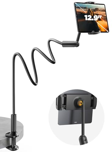 SAIJI Schwanenhals Tablet Halterung [verbesserter Klemme], Einhand Verstellbarer iPad Halterung Bett, Kindle Halterung zum Lesen im Bett, Kompatibel mit iPad iPhone, Fire, Alle Geräte von 4,7-13