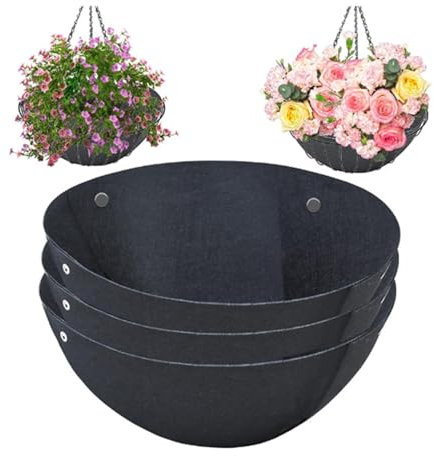 Tefola Macetas colgantes para exteriores, 4 unidades de fieltro para plantas, cestas colgantes para interiores, forro de plantas de alta calidad, color negro para macetas colgantes, macetas de vid