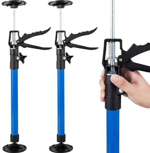 Jokapy 2 Stück Teleskopstütze 30–59 cm/50–115 cm, maximale Belastung 40 kg, Stützhalter, Teleskopstange, für Deckenmontage, Gipskarton 95–115 cm