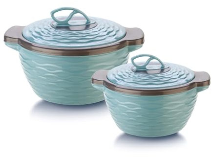 Brook Green Thermo Insulated Casserole Set of 2 (1300ml, 2000ml) | PA Free | Food Grade | PU Insulated | Warm & Cold