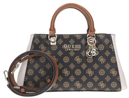 GUESS Evelune Girlfriend Satchel Mocha Logo Multi