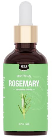 MISIJI Rosemary Ätherisches Öl 50ml, 100% natürlich, Aromatherapie Ätherisches Öl für Diffusor, Luftbefeuchter, Entspannung, Massage, Bad und Dusche