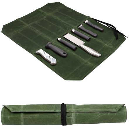 Granvoo Sac à Couteaux, Sac Rangement Couteaux Cuisine, Portable Sac de Rangement de Couteau de Cuisine, Étui Toile Cirée Couteaux pour Camping, Randonnée, Cadeau