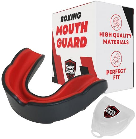 SafeGrin Pro Mundschutz für Boxen – Essentielle Stoßdämpfende Boxausrüstung – Passgenauer Jugend-Mundschutz für Sport – idealer Mundschutz für Boxen, MMA, Muay Thai und mehr – Erwachsene