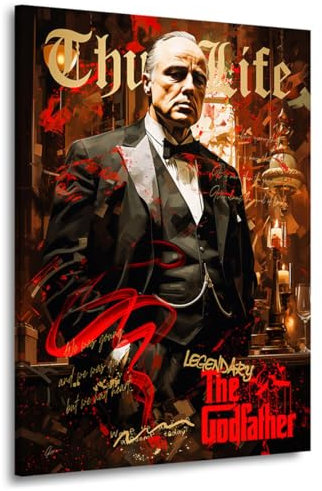 Kunstgestalten24 | The Godfather Kult Film Wandbild | Leinwandbild mit Echtholz-Keilrahmen | Leinwand Gemälde Kunst Art | Hochwertige Kunstdrucke | XXL Bilder auf Leinwand