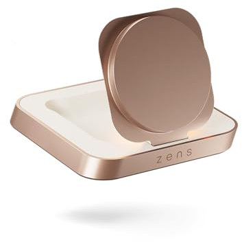 ZENS Magnetic Aluminium konvertibles kabelloses Ladegerät kompatibel mit MagSafe (15 Watt, Qi-Zertifiziert, Netzteil mit Kabel inklusive) Kupfer