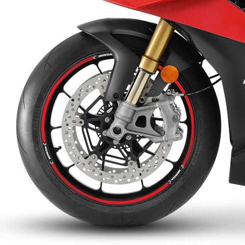 labelbike - Strisce adesive 17 Licenza Ufficiale Honda Adesivi Moto Cerchi Ruote - Rosso