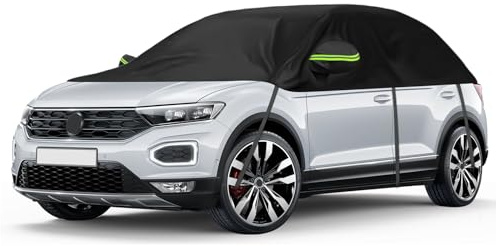 Halbe Autoabdeckung für SUV-Modell 361 * 150 * 54cm, für Tiguan SWB, T-ROC | Softtop-Dachschutz-Autoabdeckung Wasserdicht für Qashqai, für Peugeot 2008/3008, für Captur, UV-beständig Halbgarage Schwarz