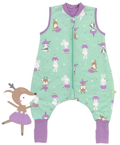 schlummersack Baby Schlafsack mit Füßen Sommer 1 Tog 80 cm dünn Ballerina | Schlafsack mit Beinen und verlängerten Bündchen für eine Körpergröße von 80-90cm | Schlafsack Baby Sommer Frühling